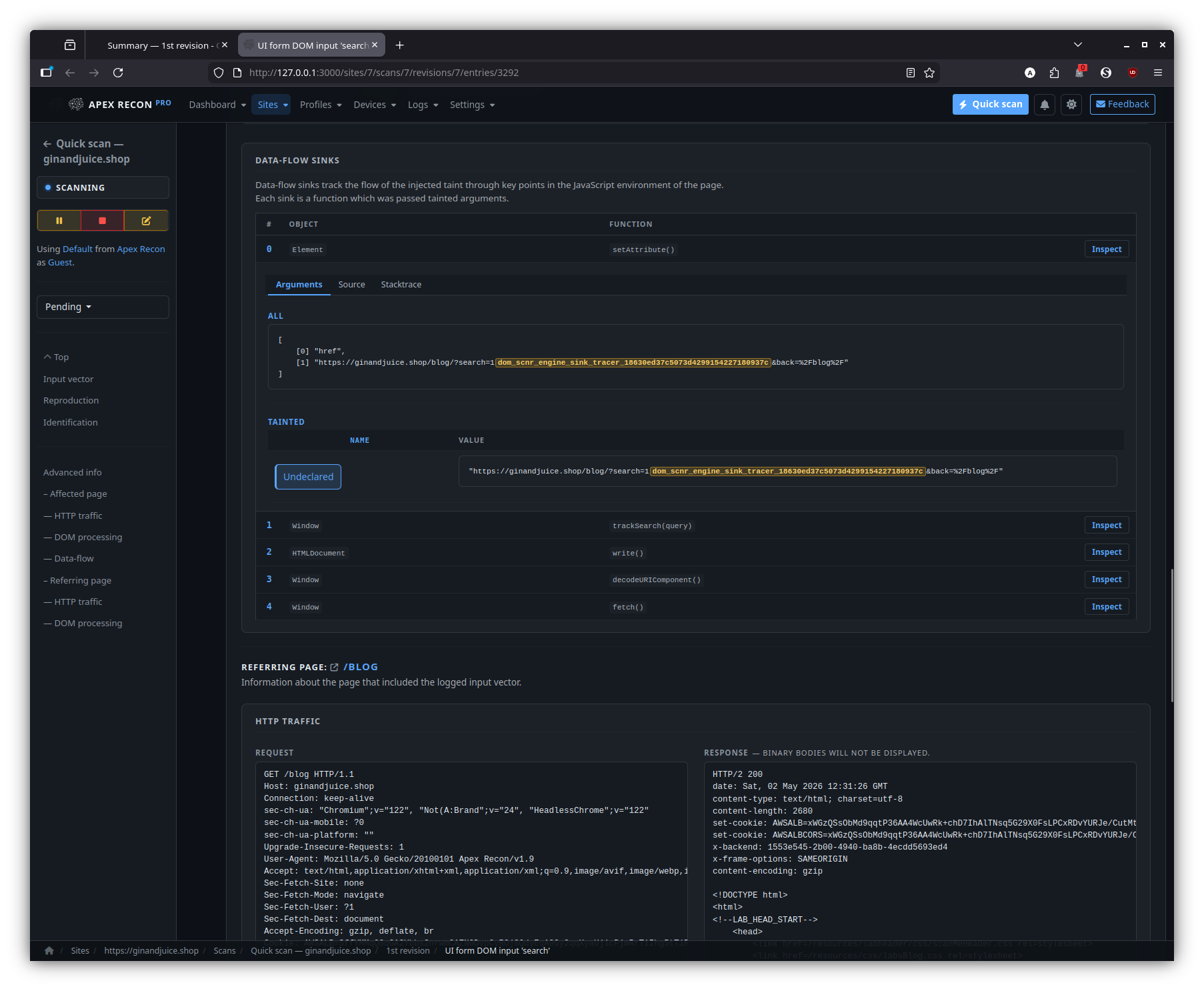 Sink inspector — overview