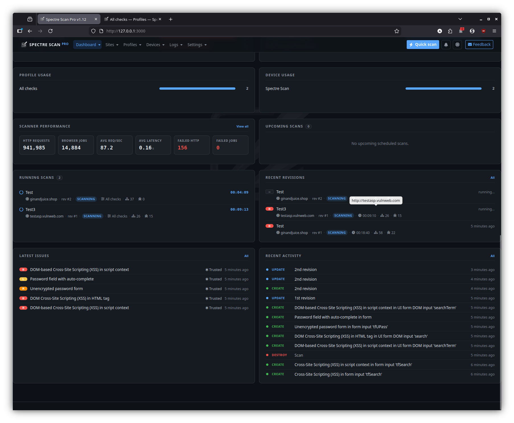 Dashboard — continued