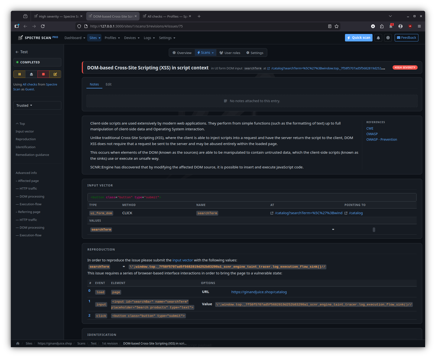 Issue — DOM XSS