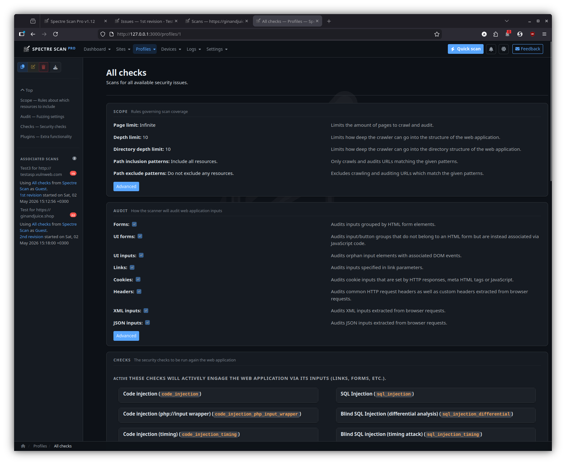 Profile — all checks
