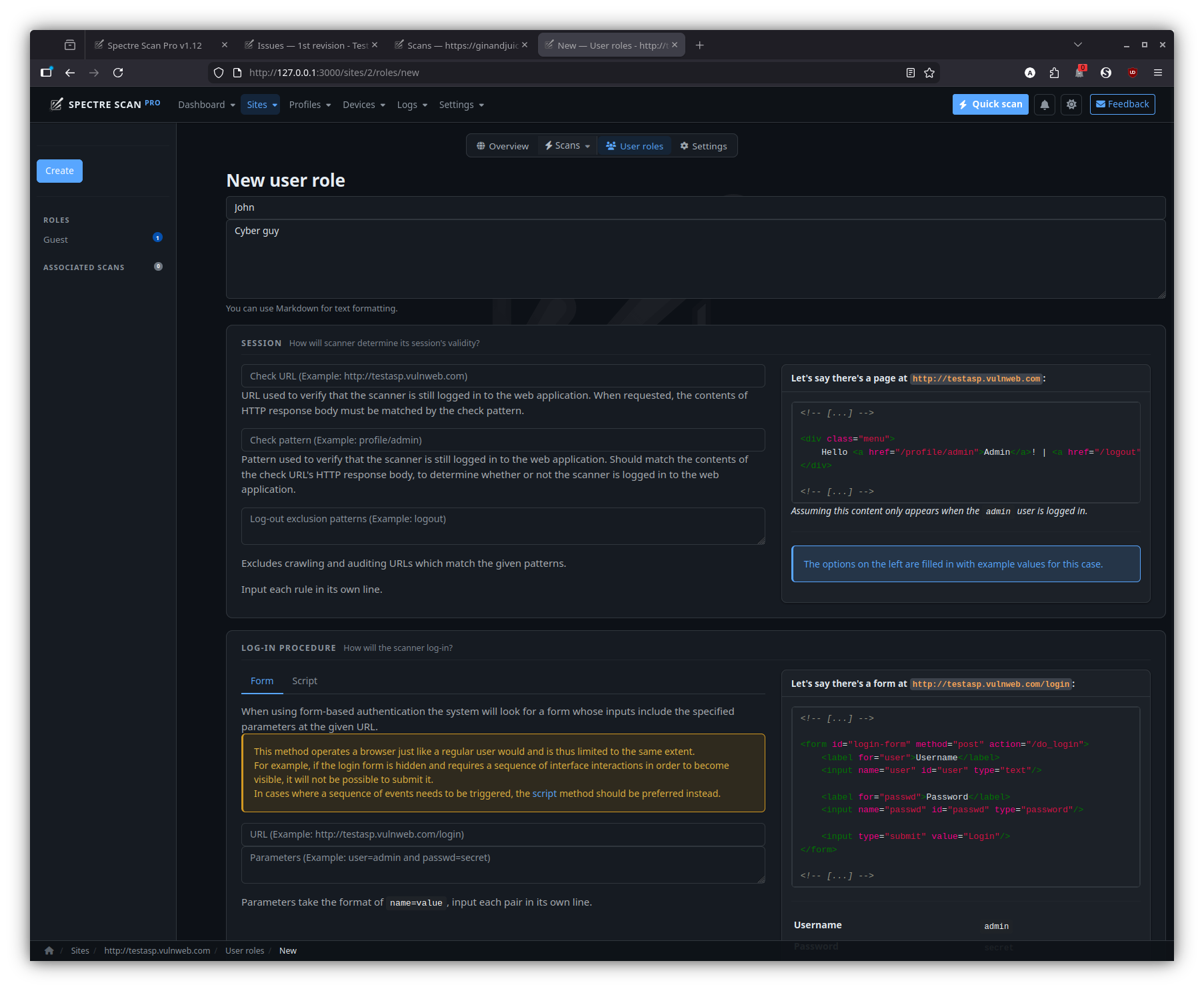 Site user roles